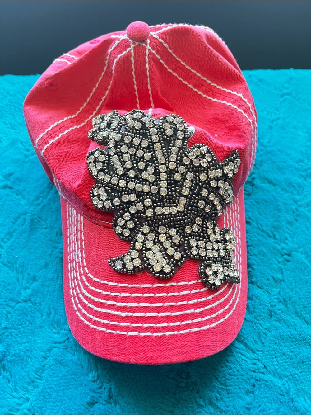 Crystal Embellished Pink Women's Baseball Cap